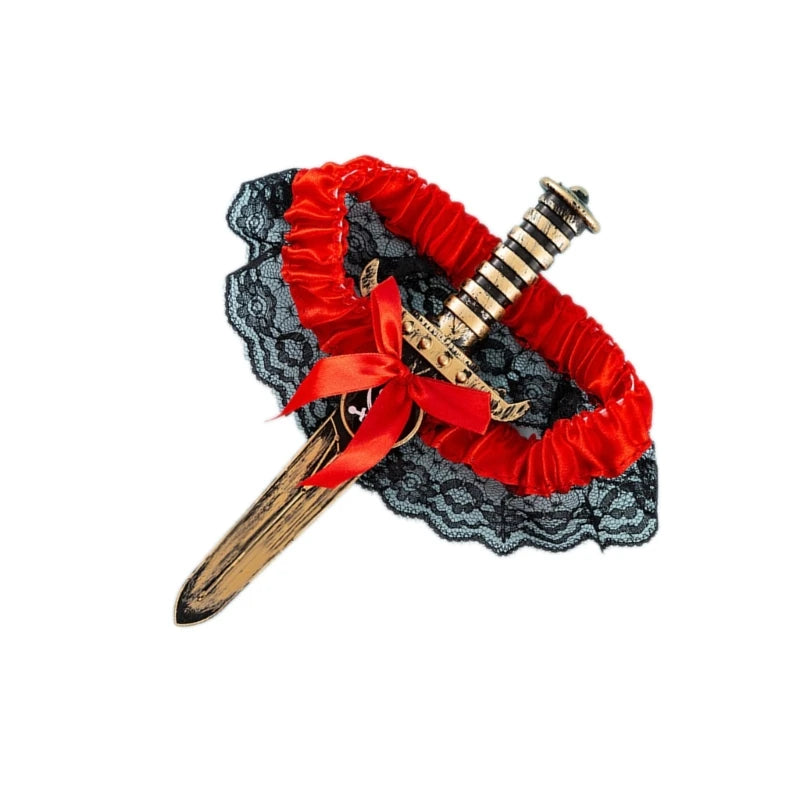 Merched Beca Bowknot Thigh Garter Belt – Red or Black Punk Rebellion Harness