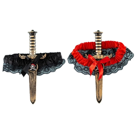 Merched Beca Bowknot Thigh Garter Belt – Red or Black Punk Rebellion Harness